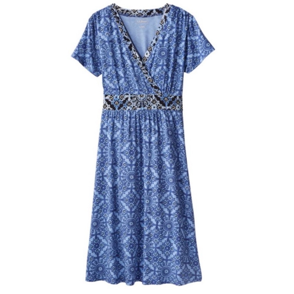 L.L. Bean Blue Floral Midi Dress